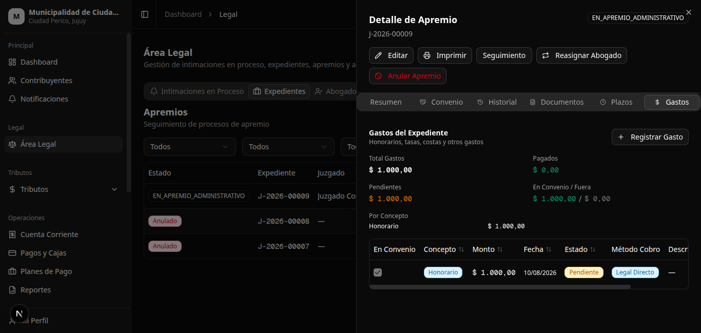 Módulo de área legal