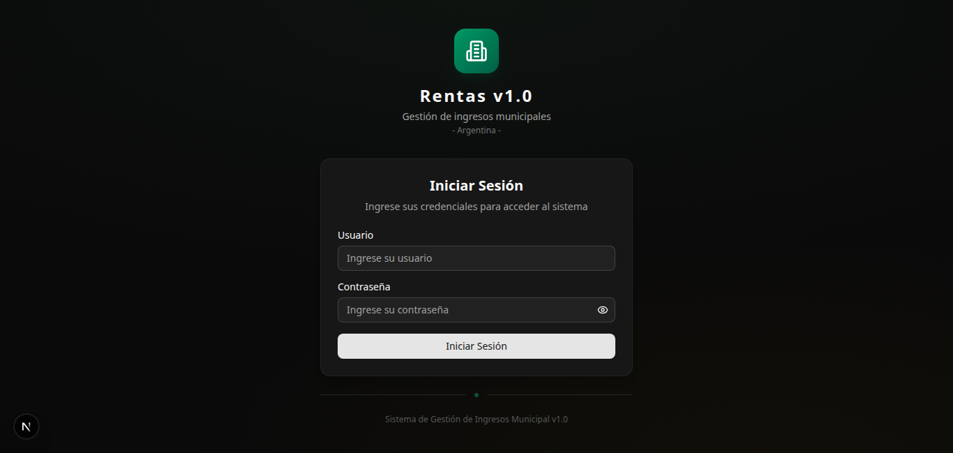 Pantalla de login